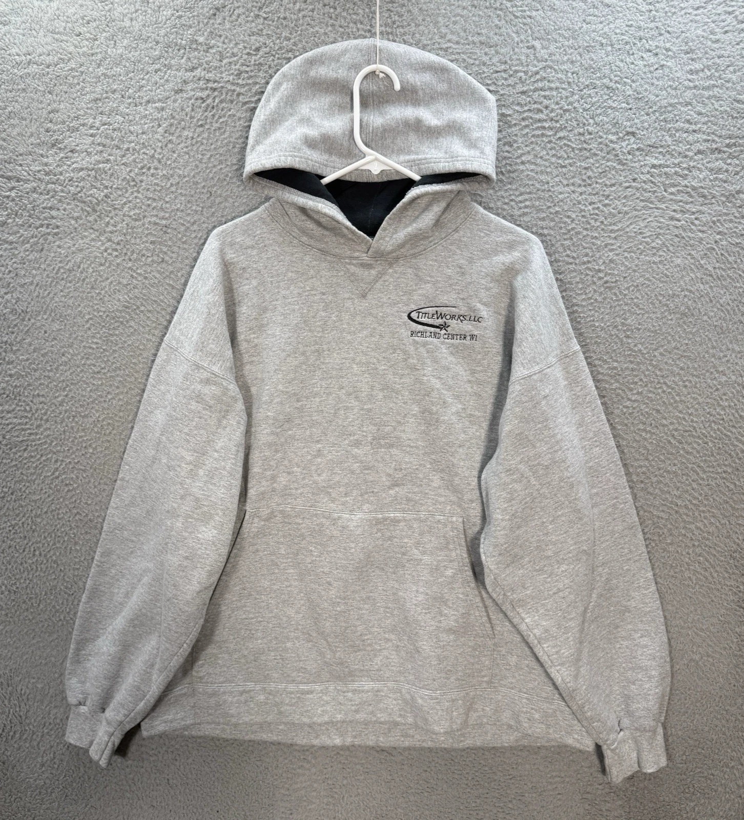 Vintage Hanes Sweatshirt Adult Large Gray Hoodie Workwear Grunge Skater 90s Y2K