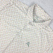 Rhoback Polo Shirt Men's L Lime Drinks All over Print Performance Golf Stretch