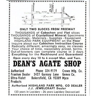Dean's Agate Shop Bakersfield California 1972 Ad AF8-M1