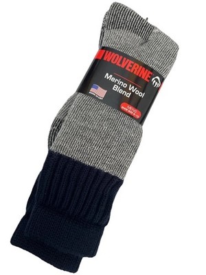 Wolverine Merino Wool Blend Cushioned Boot Socks - NAVY Cuff  - FREE Shipping