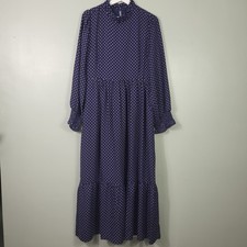 Joanie Dress Womens Size UK 14 Blue Corina Polka Dot Tiered Blouson Pie Crust