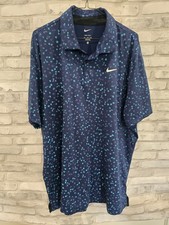 Nike Dri-FIT Tour Men's Floral Golf Polo Shirt Midnight Navy Size XL Mesh Neck