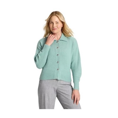 NWT A New Day Heart Cardigan Sweater Silver Chrome Hearts Dusty Teal Size Small