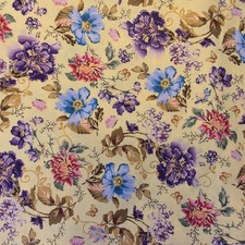 Yellow Floral Spring Flowers Vintage 100 Cotton Fabric 44" wide