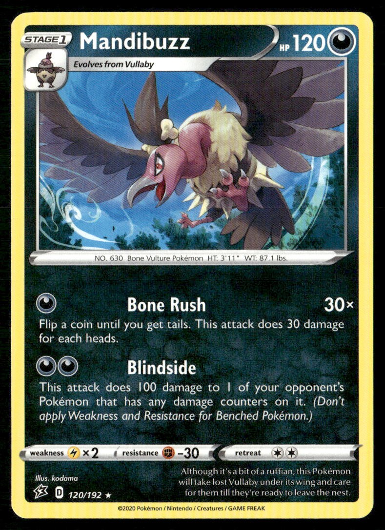 Mandibuzz 120/192 Rare Rebel Clash Pokemon Lightly Played
