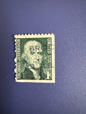 Rare 1 Cent Thomas Jefferson Stamp Green Used