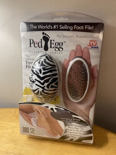 NEU PedEgg Designer Serie Zebradruck ergonomische Fußfeile inkl. 2 Emery Pads - Bild 1 von 4