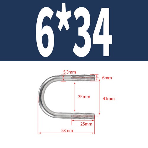 Staffa tonda in acciaio DIN 3570 forma A - acciaio inox V2A con filettatura - staffa a U staffa per tubi - Foto 10 di 53