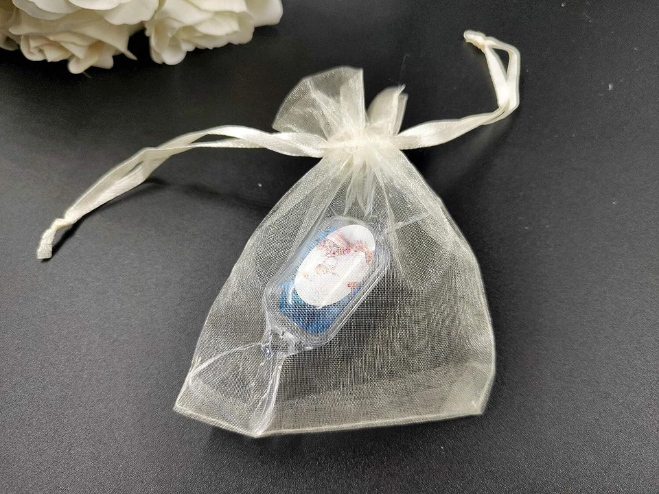 Rosario de cuentas de madera de la Sagrada Comunión 12 piezas favor del bautismo de Estados Unidos en caja de dulces Foto 3 de 4