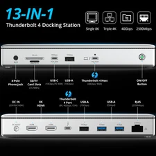 WAVLINK Thunderbolt 4 Dock 13-in-1 8K/Triple 4K, 96W PD, 40Gbps 2.5G Ethernet