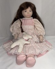 Dolls By Pauline 21" Doll Brown Hair Hand Painted Face Original Clothing W/ Bear