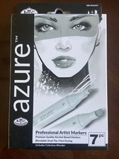 Royal Langnickel Azure Artist Markers Dual Tip Black  Grays Set of 6  Blender