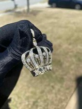 2.00Ct Round Cut Diamond Crown Shape Pendant 14K Yellow Gold Over 16" Free Chain