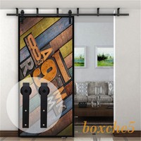 4ft-16ft Top Ceiling Bracket Mount Steel Sliding Barn Wood Door Hardware Kit 4ft-16ft Top Ceiling Bracket Mount Steel Sliding Barn Wood Door Hardware Kit