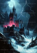 DRACULA CASTLE ART PRINT, Gothic Dark, House Moon Wall Decor Vampire Poster F543