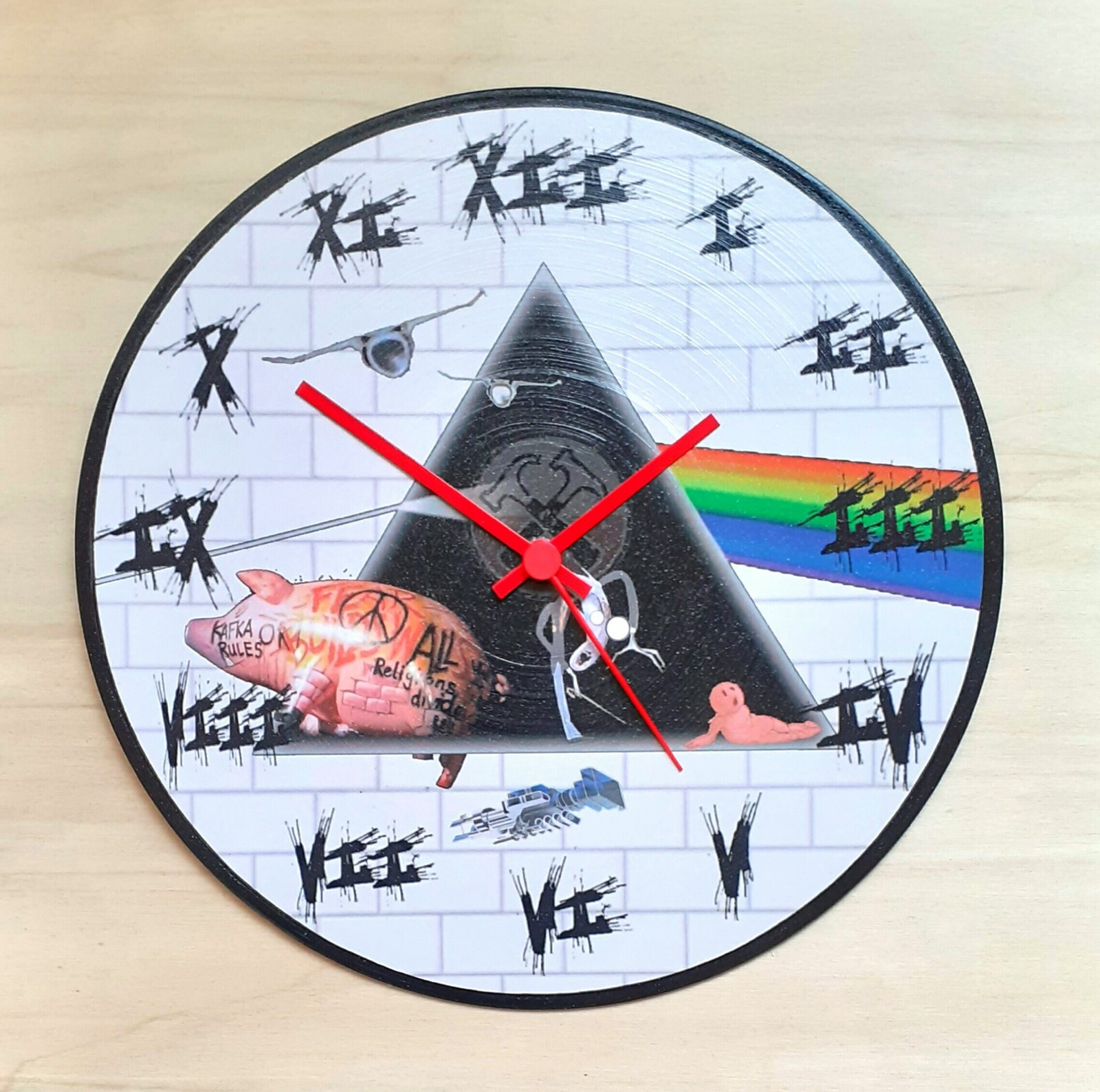 Orologio Vinile Pink Floyd - Arte Parete 78 Giri Vintage Fatto a Mano