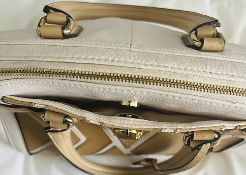 Calvin Klein Tan & Beige Leather Top Handle Handbag, Shoulder Strap & Dust Bag - Picture 18 of 18