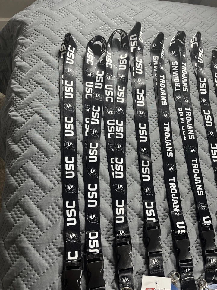 USC TROJANS LANYARD Wincraft KEY CHAIN 1” New Large Lot Of 12 Black & White - Image 3 of 4