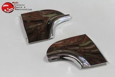 1955 Chevy Rear Fender Skirt Trim Stainless Steel Scuff Pads Pair New