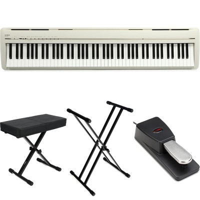 Kawai ES120 88-key Digital Piano with Speakers Essentials Bundle - Light Gray