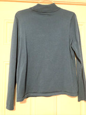 Pendleton Top Womens Medium Dark Teal Long Sleeve Mock Neck Silk Blend