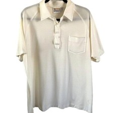 London Fog Vintage Cream Short Sleeve Polo Shirt 1X Men  s Chest Pocket