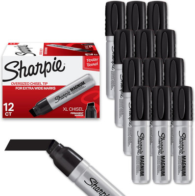 Magnum Permanent Markers, Oversized Chisel Tip, Great for Poster Boards, Black, 