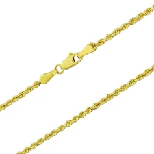 Diamond Cut 10K Yellow Gold 1.5mm 16,18,20 Inch Rope Chain Necklace