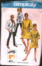 8256 Vintage Simplicity Sewing Pattern Misses Mens Jiffy Kimono Two Lengths M