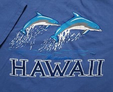 Vintage 1990s Kauai Dolphins Puff Glitter Print Hawaii Made in USA Large Shirt