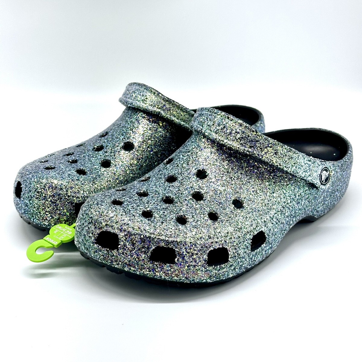 New Crocs Glitter 205942-0C4 Clogs Unisex Size 13 Multicolor Casual Shoe Slip On Crocs Classic Glitter Clogs 205942 Silver Glitter – World of  main image 4