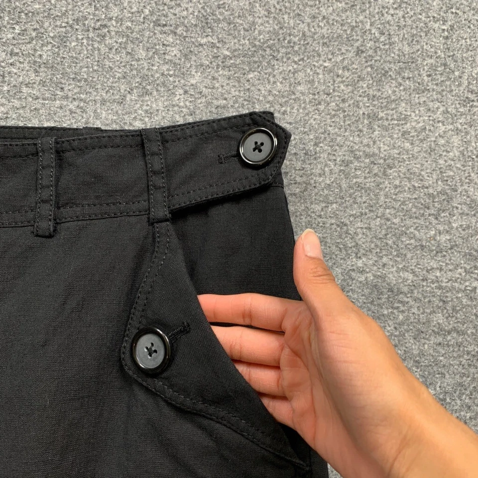 Bermudas Robert Rodriguez Shorts Mujer 10 Negras Lino Mezcla Algodón Bolsillos Forrados Foto 3 de 4