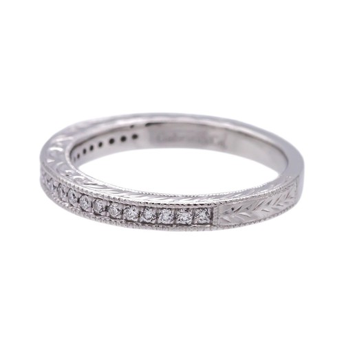 Gabriel & Co. Platinum Milgrain Diamond Band w/ Scrollwork- Victorian Collection - Picture 7 of 9