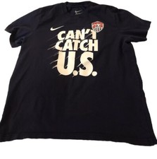 Nike USMNT US National Soccer Cant Catch Us Shirt Mens X-Large Slim Fit Navy