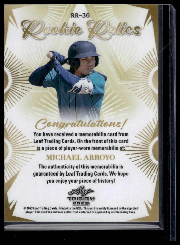 2023 Leaf Trinity #RR-36 Michael Arroyo Rookie Relics - Image 2 of 2