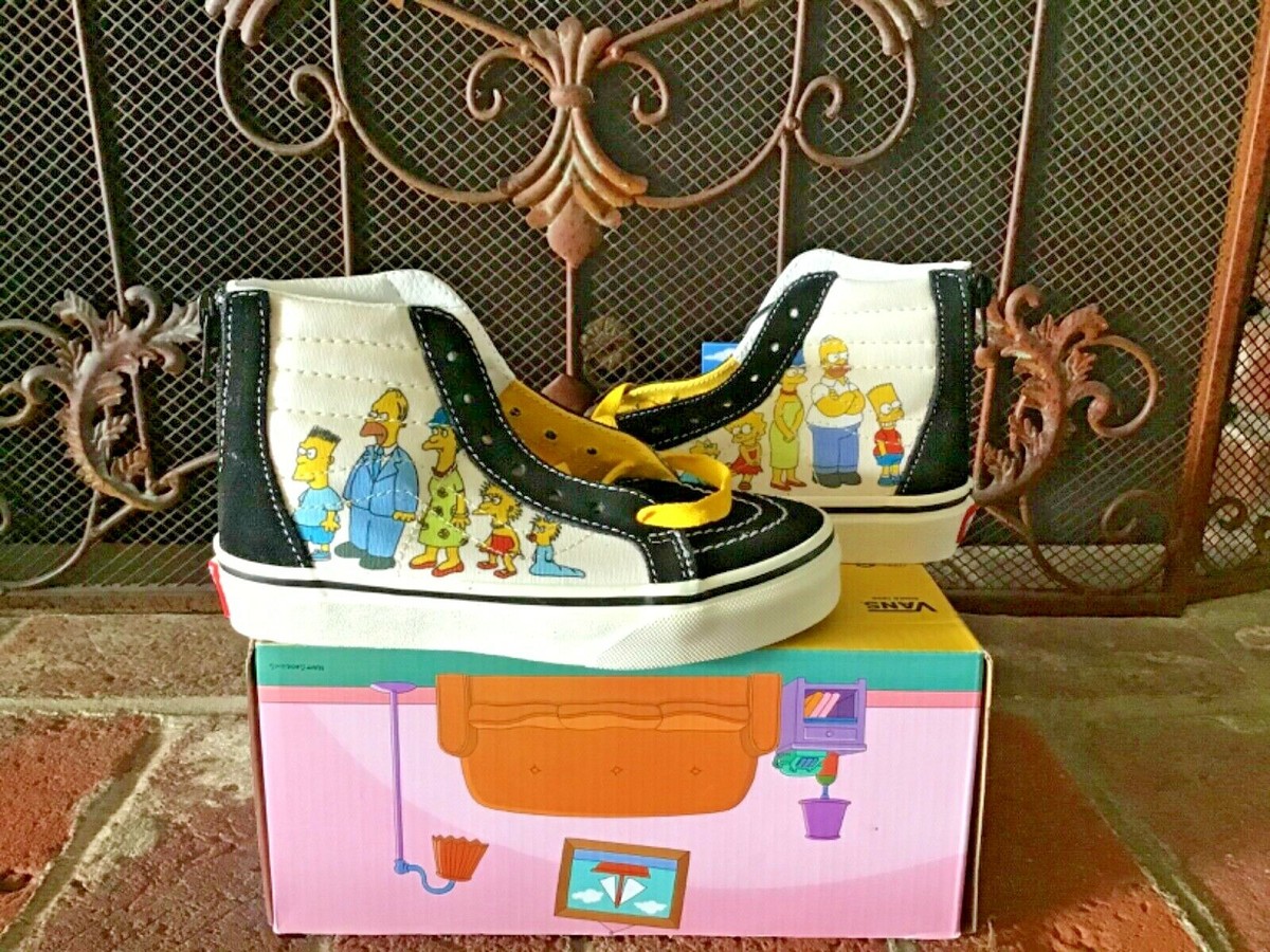 VANS Sk8 Hi Zip Kids 12.5 The Simpsons Yellow Shoes Bart White