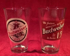 Budweiser Retro Pint Heavy Clear Glasses Anheuser Busch (2)