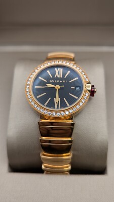 Bvlgari Lvcea 18K Rose Gold Diamond Bezel Automatic Watch - 33mm Box