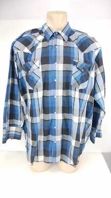 Express Riders Western Shirt Big Man 2XL XXL Long Sleeve Button Up Pearl Snaps