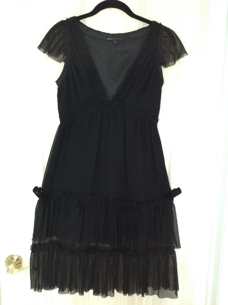 marc jacobs black silk dress Marc Jacobs Seamed Up Satin Dress in Black, Size 10