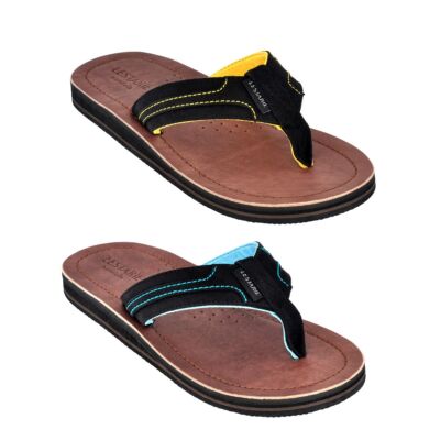 LESTARIE Herren Sandale Zehentrenner Leder Sandalen Flip Flop Zehensteg Gr.40-47