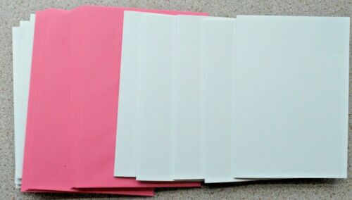 10 Simple Plegables Liso Blanco Tarjetas en 150mm x 105mm & Rosa Sobres Nuevo - Picture 1 of 1