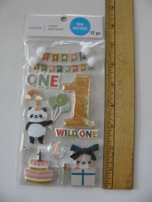Recollections FIRST BIRTHDAY Dimensional Stickers 12 Pieces NIP
