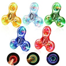 SCIONE 5 Pack LED Light Up Fidget Spinners,Glow in The Dark Sensory Toys for