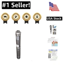 Efficient 1/2 HP Deep Well Pump, 25 GPM, with Built-in Starter & Quiet Operation