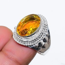 Citrine Gemstone Handmade 925 Sterling Silver Jewelry All Size Ring For Gift