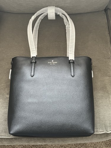 New Kate Spade Juliette Pebble Leather Medium All Day Tote Bag Black