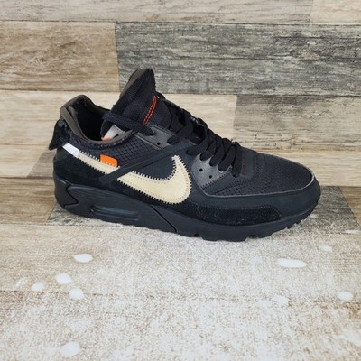 Off White Nike Air Max 90 Mens Shoes Sz 9 Running Black Leather Lace Up Sneakers