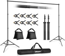 EMART Backdrop Stand 10x7ft WxH Photo Studio Adjustable Background Stand Black