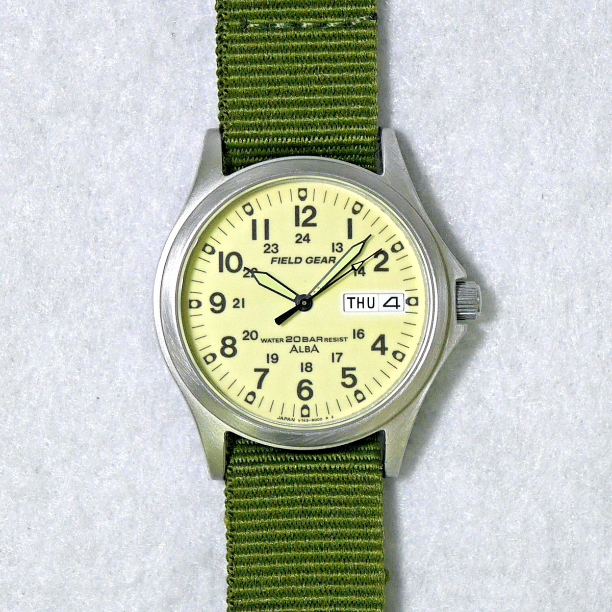 SEIKO ALBA FIELD GEAR V743-8000 Full Luminous Day Date Men's Watch